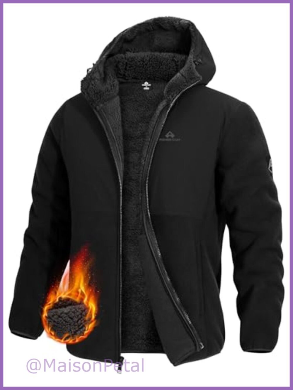 Men's Polar Fleece Sherpa Lined Full Zip Hooded Winter Jacket Outerwear